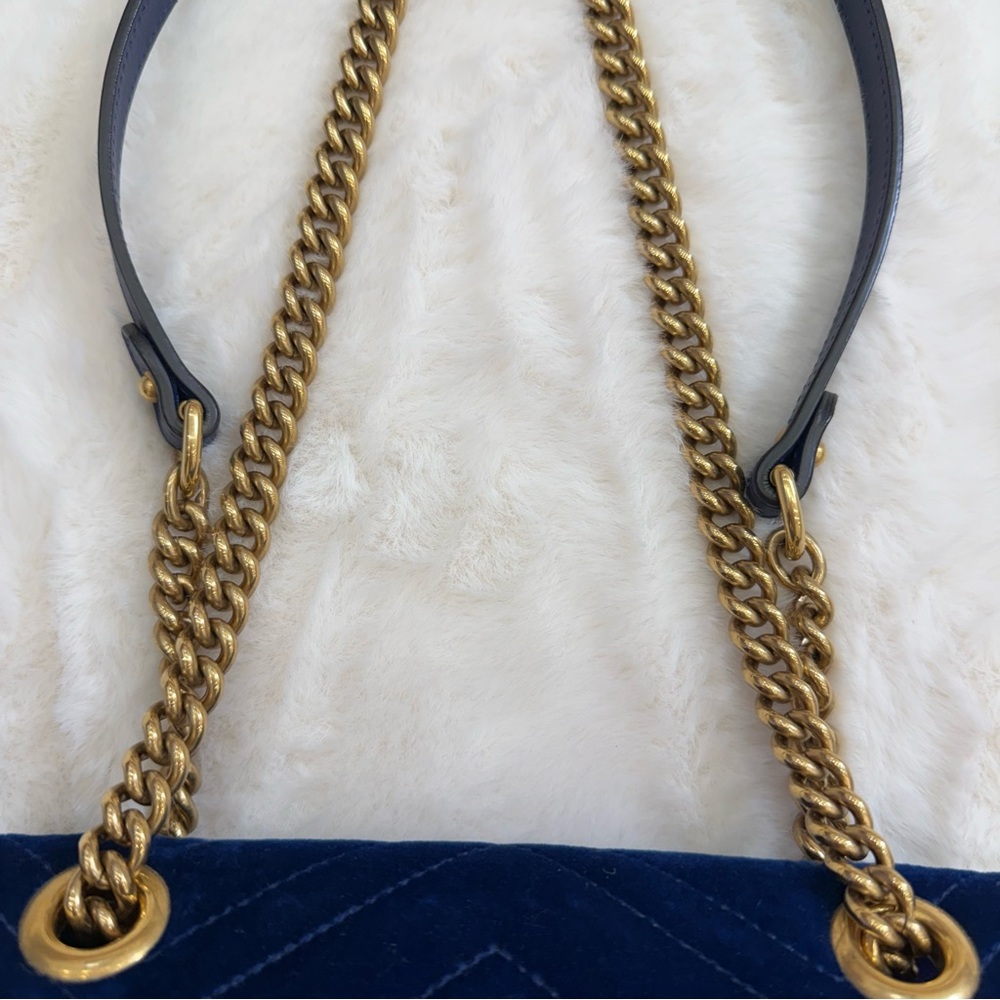 GUCCI Blue Marmont Quilted Crossbody/Shoulder Bag - Picture 5 of 13